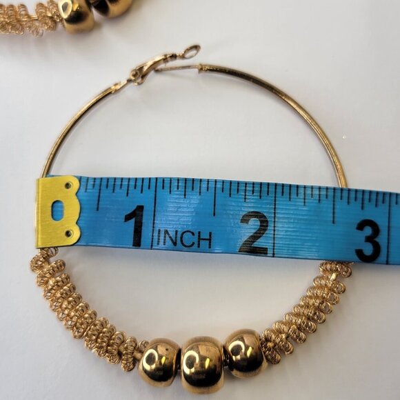 Half Mesh Half Hoop Earrings Bold Statement Earrings - Picture 7 of 8